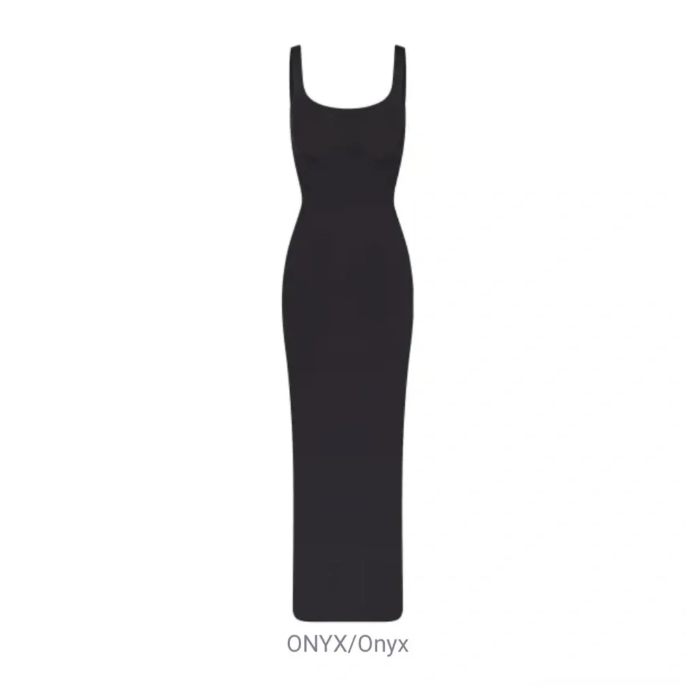 SKIMS Black Bodycon Maxi Dress Square Neck Sleeveless - Picture 3 of 7